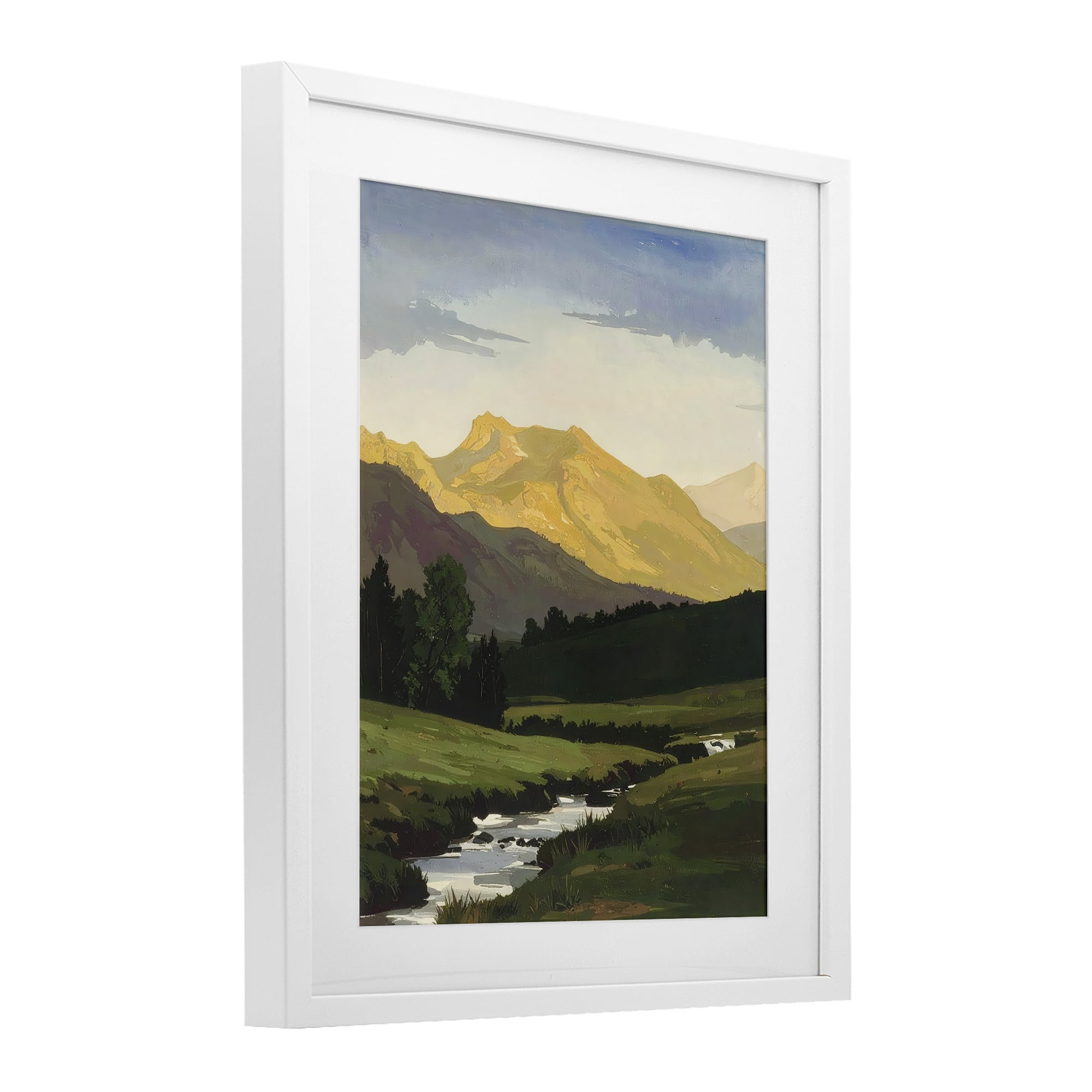 Stupell Industries Mountain Across The Valley White Framed Print Under Glass, design by Alonza Saunders