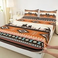thumbnail image 3 of Manfei Western Cowboy Full Size Sheets, Orange Aztec Bed Sheets, Tribal Style Lodge Cabin Sheet Sets, Ultra Soft Home Decor 4 Pieces, 3 of 7