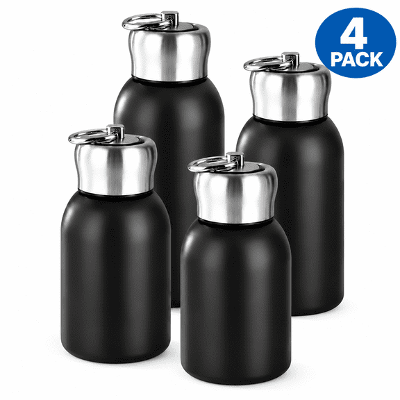 4 Pack 10 oz Mini Stainless Steel Water Bottles, Vacuum Insulated, Compact Travel Bottles for Kids, Gym and Hiking