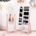 thumbnail image 3 of Standing Jewelry Cabinet for Girls, Kids Organizer with Mirror Armoire Storage 2 Drawers 3 Shelves Earring Slots, White, 3 of 6