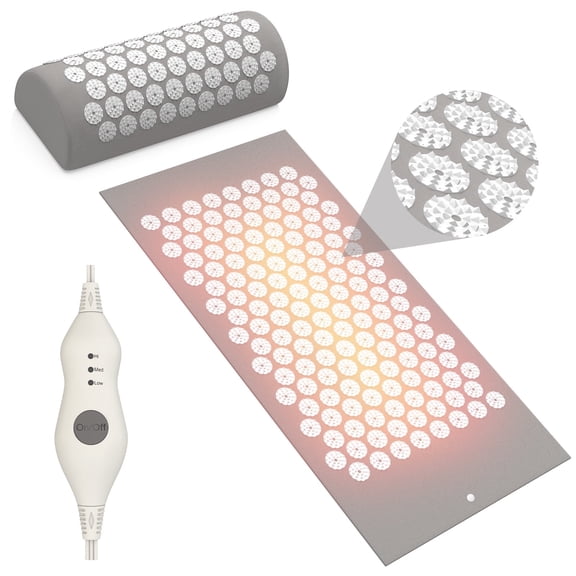 Reaks Heated Acupressure Mats - 3 Adjustable Heat Settings with 2-Hour Auto off, Full Body Heating Acupuncture Massage Mat (Grey)