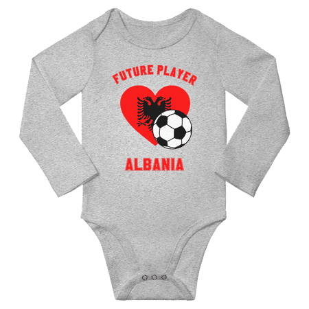 

Future Albania Soccer Player Baby Long Slevve Rompers (Gray 18-24 Months)
