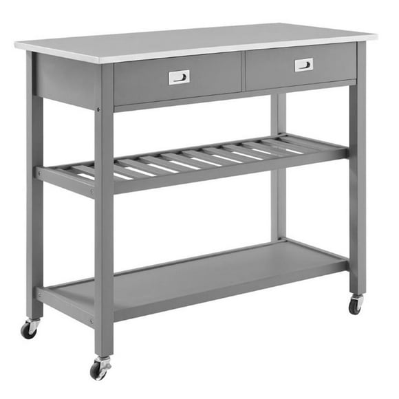 Crosley Chloe Chariot de Cuisine à Dessus en Acier Inoxydable, Gris