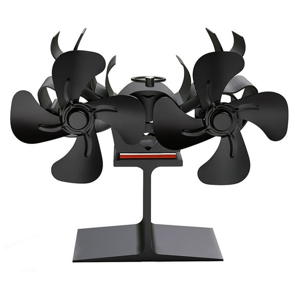 Elk Dual Headed Fireplace Fan Heat Powered Wood Stove Fan Silent Stove Fan Wood Burner Fan Warm Air Fan Non Electricity Stove Fan for Home Living Room and Rooms