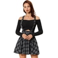 thumbnail image 1 of INSPIRE CHIC Falda De Tela Escocesa Gótica Para Mujer Faldas De Tirantes Desmontables De Cintura Alta Negro XS, 1 of 6