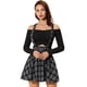 thumbnail image 1 of INSPIRE CHIC Falda De Tela Escocesa Gótica Para Mujer Faldas De Tirantes Desmontables De Cintura Alta Negro XS, 1 of 6