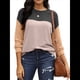 thumbnail image 2 of Moda para Mujer 2025, Camisetas Holgadas Informales de Punto con Cuello Redondo y Larga con Bloques de Color Negro L, 2 of 7