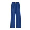 thumbnail image 4 of Women High Waist Stretch Wide Leg Casual Pants, Solid Elastic Waist Pocket Straight Trousers for Office Daily Wear 06-Navy XXL, 4 of 4