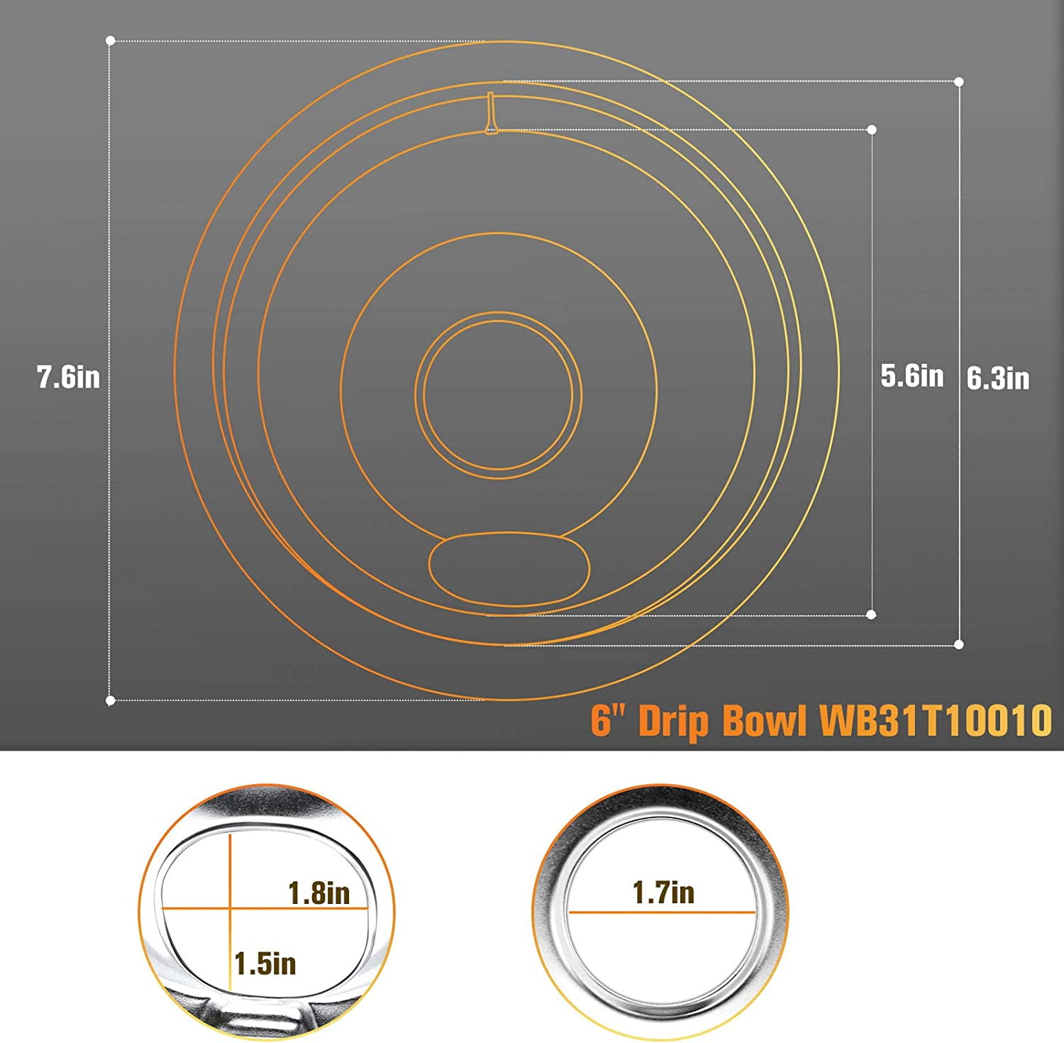 Stove Drip Pans for GE Hotpoint Electric Stove Range,4 Pack Chrome Drip Pans Includes 2 Pack 8 inch WB31T10011 and 2 Pack for 6 Inch WB31T10010 Burner