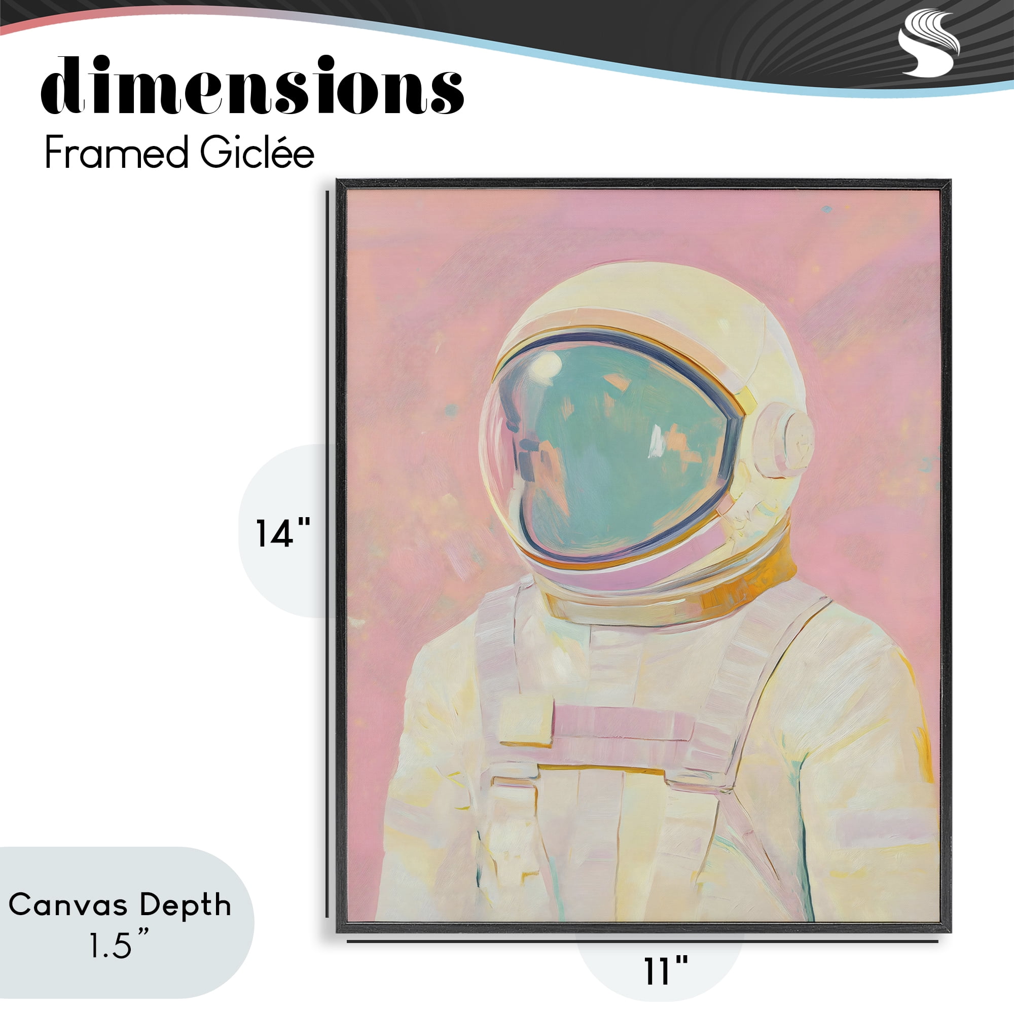 Stupell Industries Astronaut Portrait in Pink Dream Black Framed Giclee Art, design by The Prints Vibe