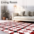 thumbnail image 2 of ODIKA 2'x3' Machine Washable Non-Slip Area Rug, Winter Plaid Design with Abstract Snowflake Accents High Traffic Rug, Red, 605812, 2 of 7
