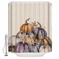 thumbnail image 2 of Fall Pumpkins Waterproof Fabric Shower Curtain, Thanksgiving Pumpkins Harvest Rustic Shower Curtain for Bathroom Curtains Bathtubs Hotel Washable Shower Curtains with 12 Hooks Small 36x78in, 2 of 6