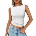 thumbnail image 2 of Blouses for Women Dressy Casual Fashion Ladies Going Out Casual Vest Spring Basic Cute 2024 Sleeveless Fashion Vest for Girls Size 1 Crop Tops in Bulk Camera Top with Bra Girls Clothes Women S White L, 2 of 5