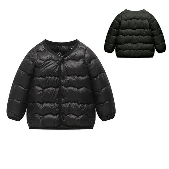 Winter Jackets Puffer Jackets for Girls with Pocket Button Girls Black Jacket Windproof Warm Outerwear Coats Girls Winter Clothes Size 12-18 Months
