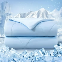 Cooling Comforter Twin Size, Double-Sided Cold Tech Fabric Quilted Bed Comforters Cooling Blanket for Hot Sleepers, Breathable Lightweight Summer Bedding, All-Season Ice Blanket, Blue