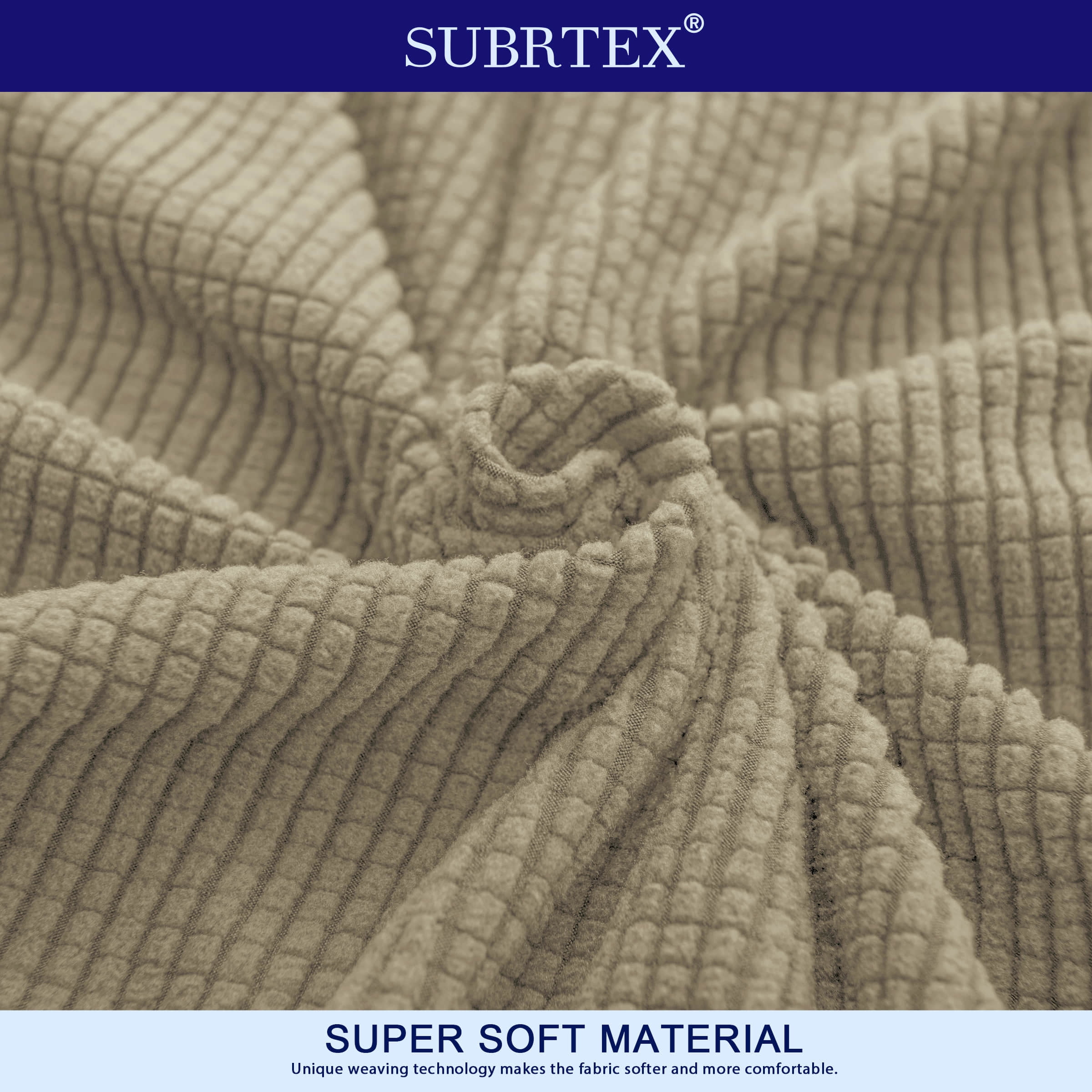 Subrtex Stretch 1-Piece Textured Grid Armchair Slipcover, Sand