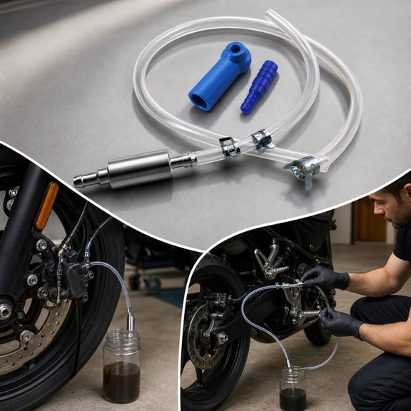 cpengpj Portable Compact Size Blue Motorcycle Brake Bleeder Hose Kit, Clips, Car Care Maintenance Essential for Motorbike Maintenance