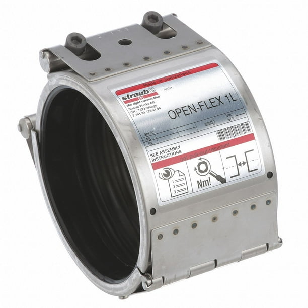 Straub Open Flex Coupling,6 In Pipe Size STR36051