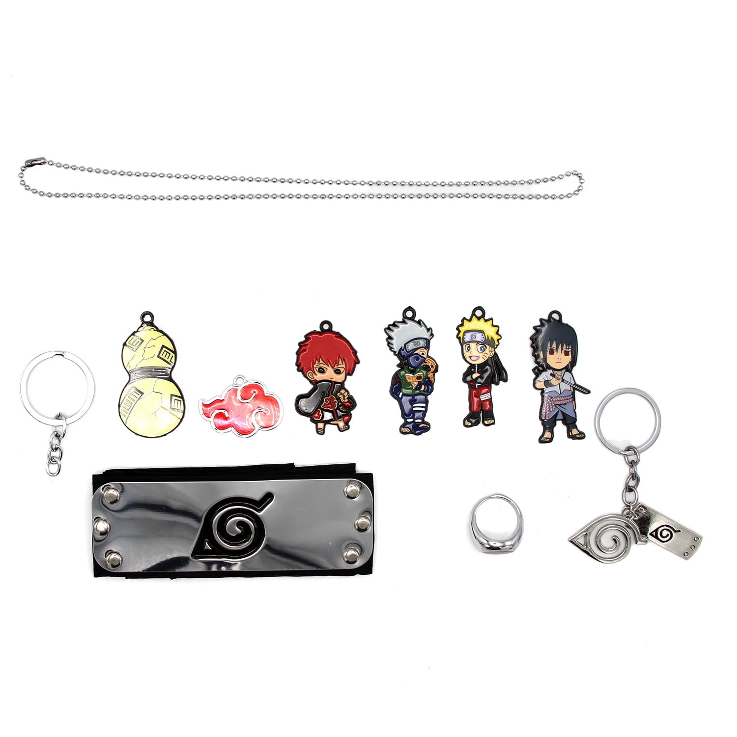 Headband Item & Characters - Naruto Necklace, Keychain, & Ring 9 pc. Pendant