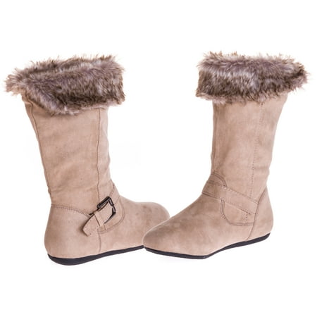 Sara Z Girls Microsuede Boots With Fur Lining