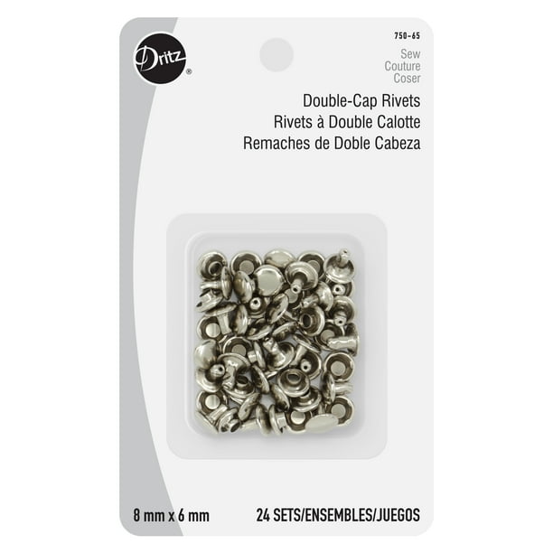 Dritz DoubleCap Rivets, 8mm Cap x 6mm Post, 24pk, Nickel