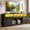 Black, variant on Uforic 70" TV Stand with Power Outlet & LED Lights, Curved Desktop Entertainment Center for 80" TVs, Grey