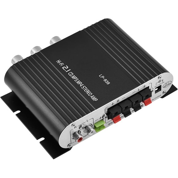 HUGFEGWE Stereo Audio Amplifier Receiver, 15Wx2 Output Stereo Bass Home Amplifiers, with 3.5mm and Port, Digital Amp for Car, MP3, MP4, CD Players (Black) CJ25311-5421