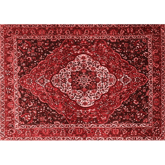 Ahgly Company Indoor Rectangle Medallion Red Traditional Area Rugs, 5' x 7'