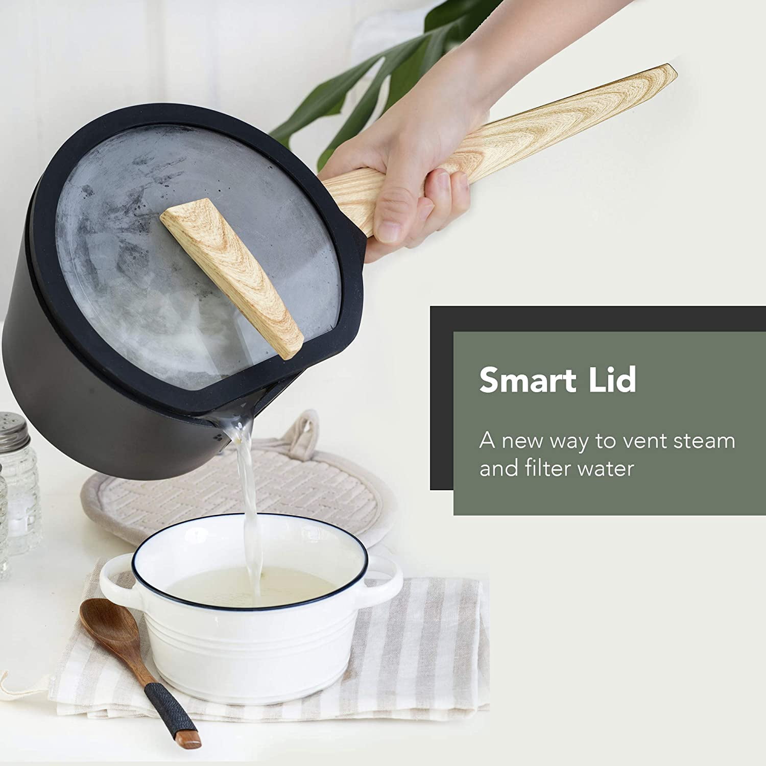 Sunday Chef 7” Nonstick Aluminum Sauce Pan with Non-Stick coating Glass Lid Smart Storage Design