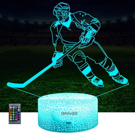 

Hockey Night Light for Kids 16 Colors Changing Hockey Sport Gifts Dimmable Bedside Lamp with Remote Control Xmas Birthday Gifts for Kids Hockey Fans (Hockey Player)