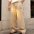 thumbnail image 2 of DHFJKG Sweatpants For Men Joggers Corduroy Wide Leg Loose Fit Elastic Waist Pants With Drawstring Stylish Trousers, 2 of 9