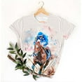 thumbnail image 4 of Wpawbk Haut à Manches Courtes Col Rond Imprimé Style Cheval - Tenue Décontractée Légère en Polyester Respirant pour Femmes, Filles, Adolescentes, Quotidien, Magasinage, 4 of 4