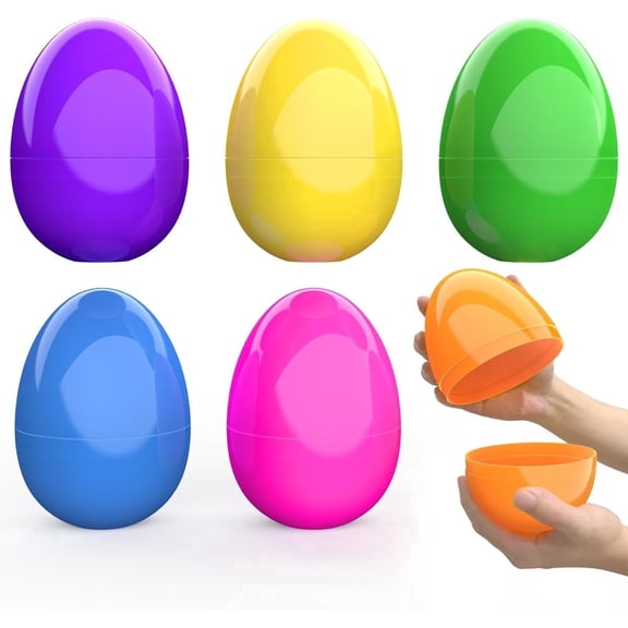 TETOU 6pcs Jumbo Filable Easter Eggs,6" Plastic Bright Color Giant  Easter Egg for Easter Egg Hunt Surprise Egg Party Supplies