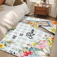 thumbnail image 4 of 3'x5' Rug for Living Room Bedroom, Easter Plaid Washable Area Rugs Non-Slip Carpet Mats, Spring Watercolor Bunny Flower Teal Checkered Indoor Low Pile Area Rug Runner for Kitchen, Mudroom, 4 of 8