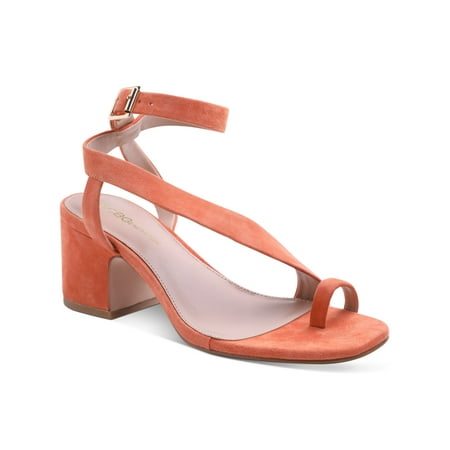 

BCBGENERATION Womens Orange Asymmetrical Ankle Strap Danni Square Toe Block Heel Buckle Dress Sandals 6.5 M