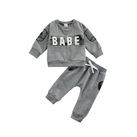 

Newborn Baby Boy Clothes Letter Camouflage Printed Long Sleeve Pullover Sweatshirt Pants 0-24M