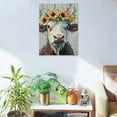 thumbnail image 5 of FCXZI Cow With Flower Crown Canvas Print Wall Art Home Decor 12x16in, 5 of 5