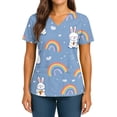 thumbnail image 4 of Easter Womens Scrub Top Short Sleeve V Neck Funny Bunny Print Shirts Nursing Working Uniform Easter Stretch Nursing Medical Scrubs T Shirts with Pockets, 4 of 4