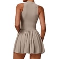 thumbnail image 3 of PULLIMORE Women's Athletic Tank Dress with Built-In Bra - Moisture-Wicking Golf/Tennis Dress(Khaki), 3 of 7