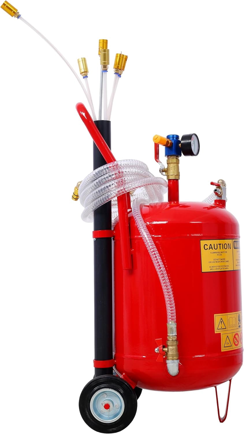 24L Oil Extractor - Portable Air Pneumatic Waste Oil Garage Extractor Drain Draine Tank Professional Fluid Evacuator, Integrated Level Gauge, Use with Oil, Transmission Fluid and Anti-F