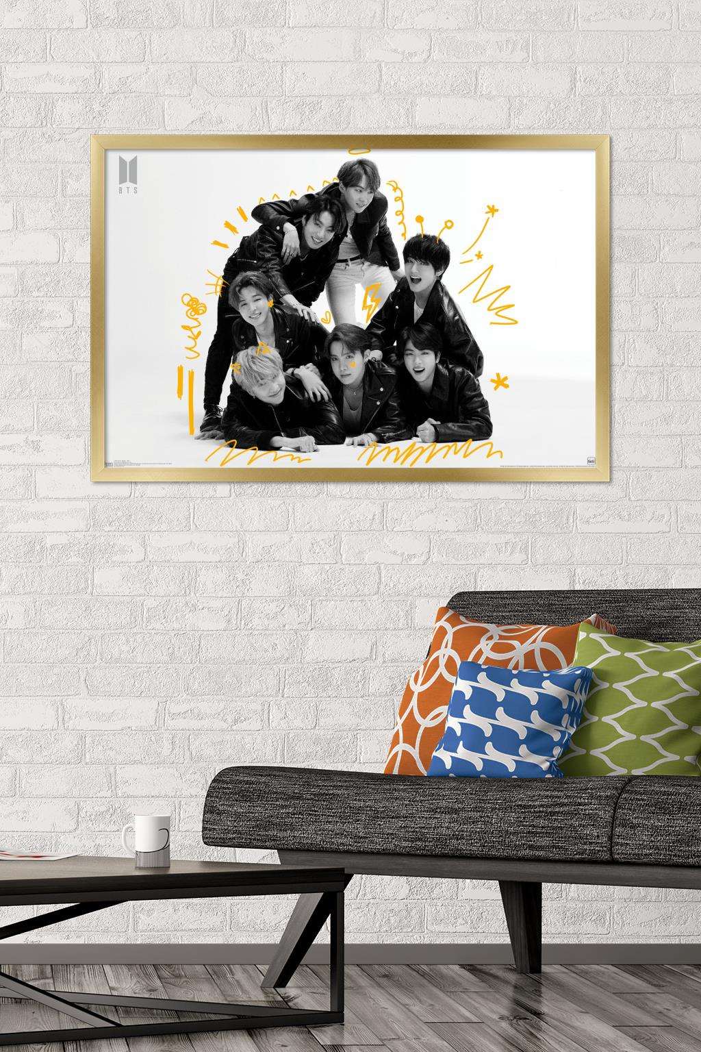 BTS - MOS7 - BW Wall Poster, 22.375" x 34", Framed