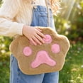 thumbnail image 3 of Cute Cat Paw Shape Crossbody Handbag Plush Shoulder Bag Purse with Chain Strap,Brown, 3 of 4