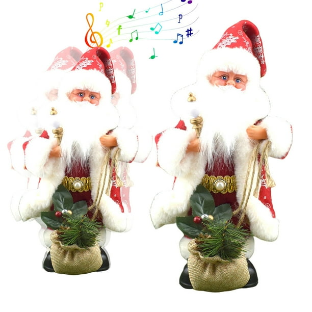 Figura de Papá Noel, adorno navideño de mesa, juguete infantil, regalo. Toca la guitarra, lleva gafas de sol, toca el violín, toca el saxofón, requiere 3 pilas AAA, decoración para festivales.