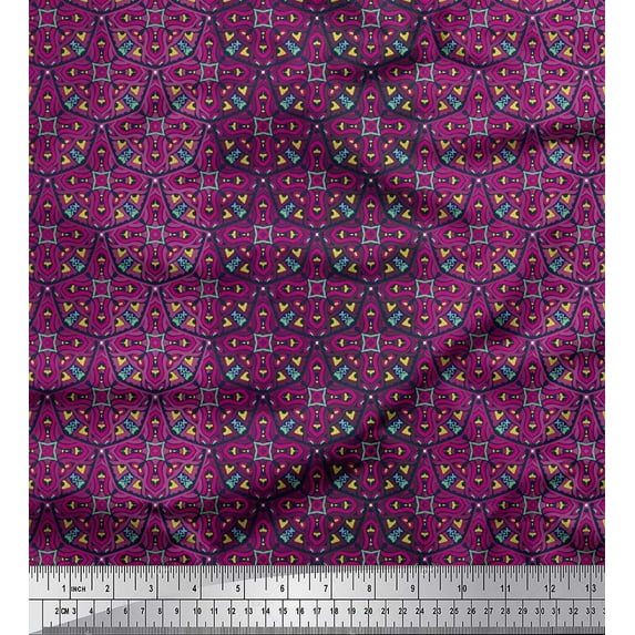 Soimoi Cotton Jersey Fabric Stripe & Moroccan Kaleidoscope Print Sewing Fabric Yard 58 Inch Wide