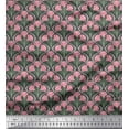 thumbnail image 1 of Soimoi Gray Rayon Fabric Leaves,Pink Floral & Ogee Damask Print Sewing Fabric BTY 42 Inch Wide, 1 of 3