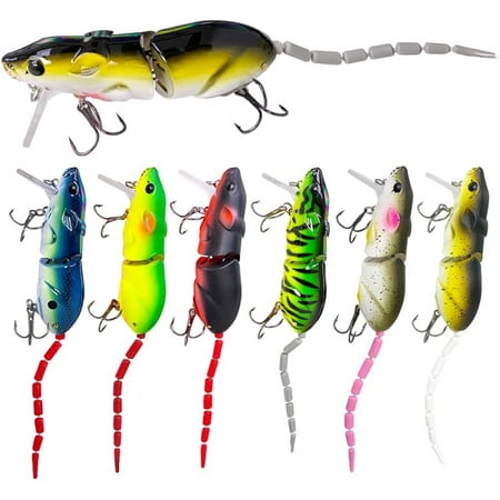 Spirebuzz Ratstrike 7 Piece Bionic Lure Set 3D Realistic Mouse Topwater Bait Premium Bionic Fishing Lure for Freshwater and Saltwater Fishing