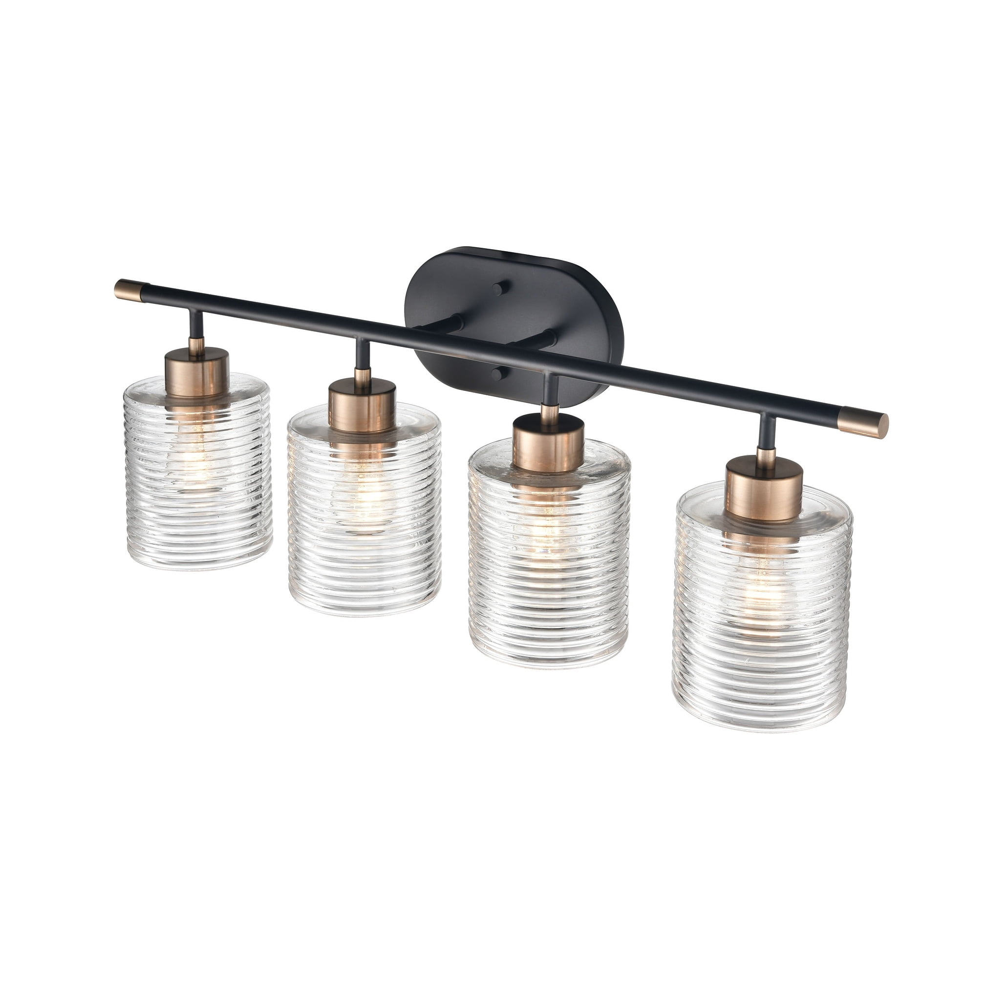 Millennium Lighting  Renitta Vanity Light Fixture with Clear Ribbed Glass Shades 4 Light