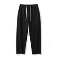thumbnail image 2 of Mens Casual Fashion Solid Straight Leg Pants Drawstring Elastic Waist Pants RXIRUCGD Noir, Taille: L, 2 of 4
