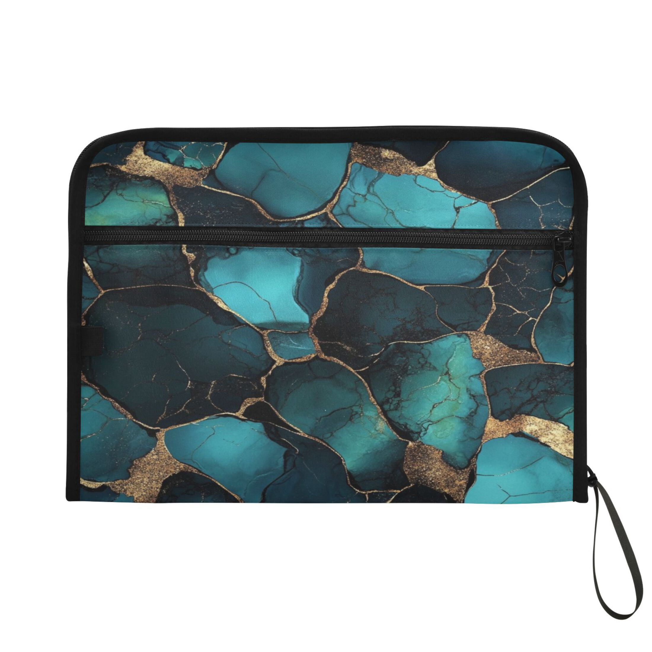 WOBOGO Gild Dark Green Marble Expanding File Folder Letter Size Accordion Filing Organizer 13 Pocket Separate Organ Pocket