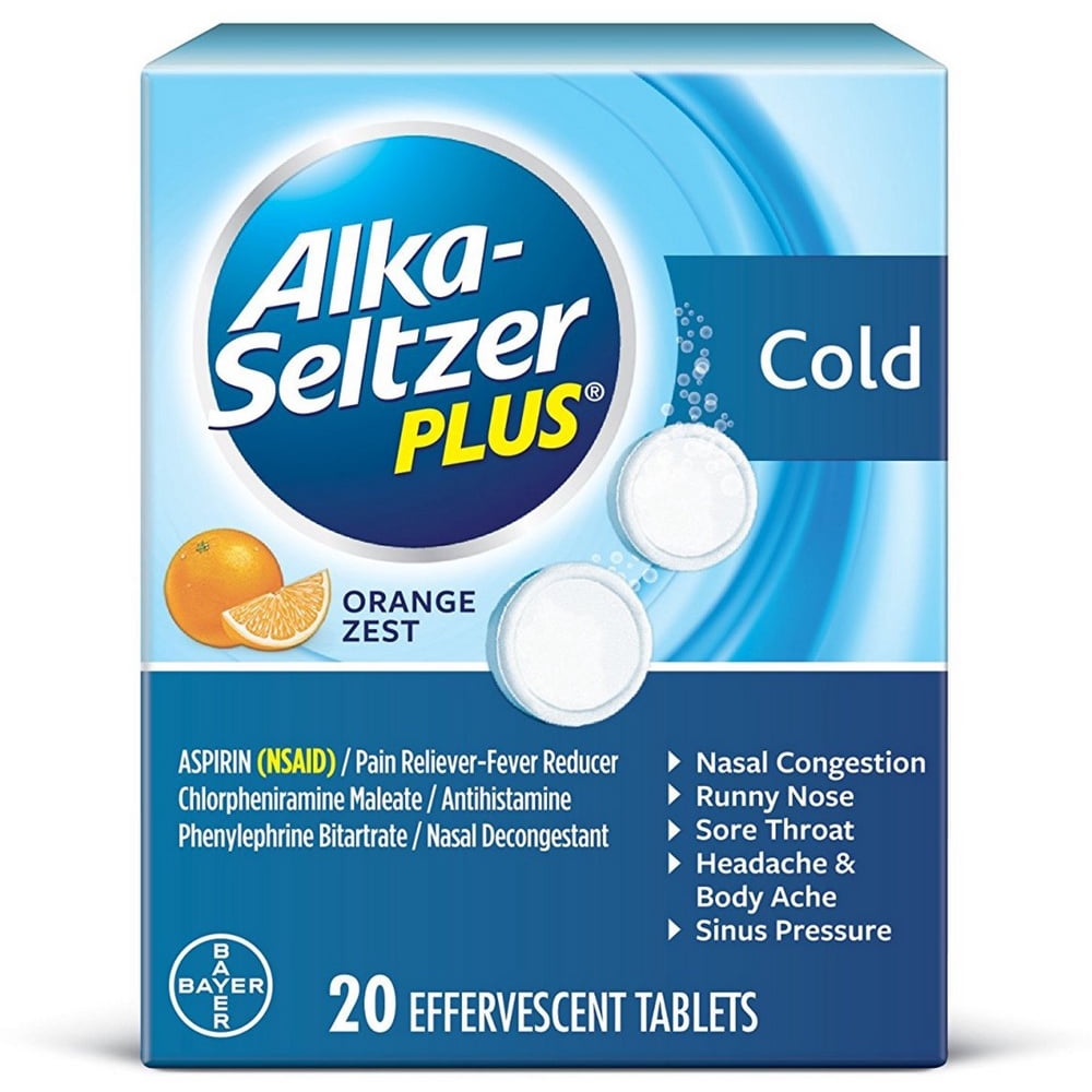 AlkaSeltzer Plus Cold Medicine, Effervescent Tablets With Pain